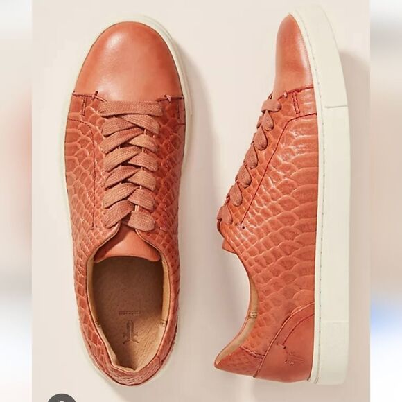 Frye Ivy Snake Embossed Leather Sneakers Size 9 - Picture 1 of 9